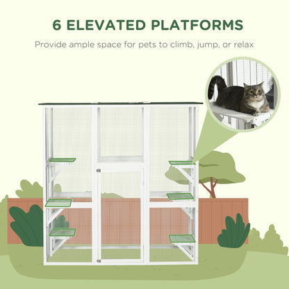 Enclos extérieur pour chats avec 6 plateformes