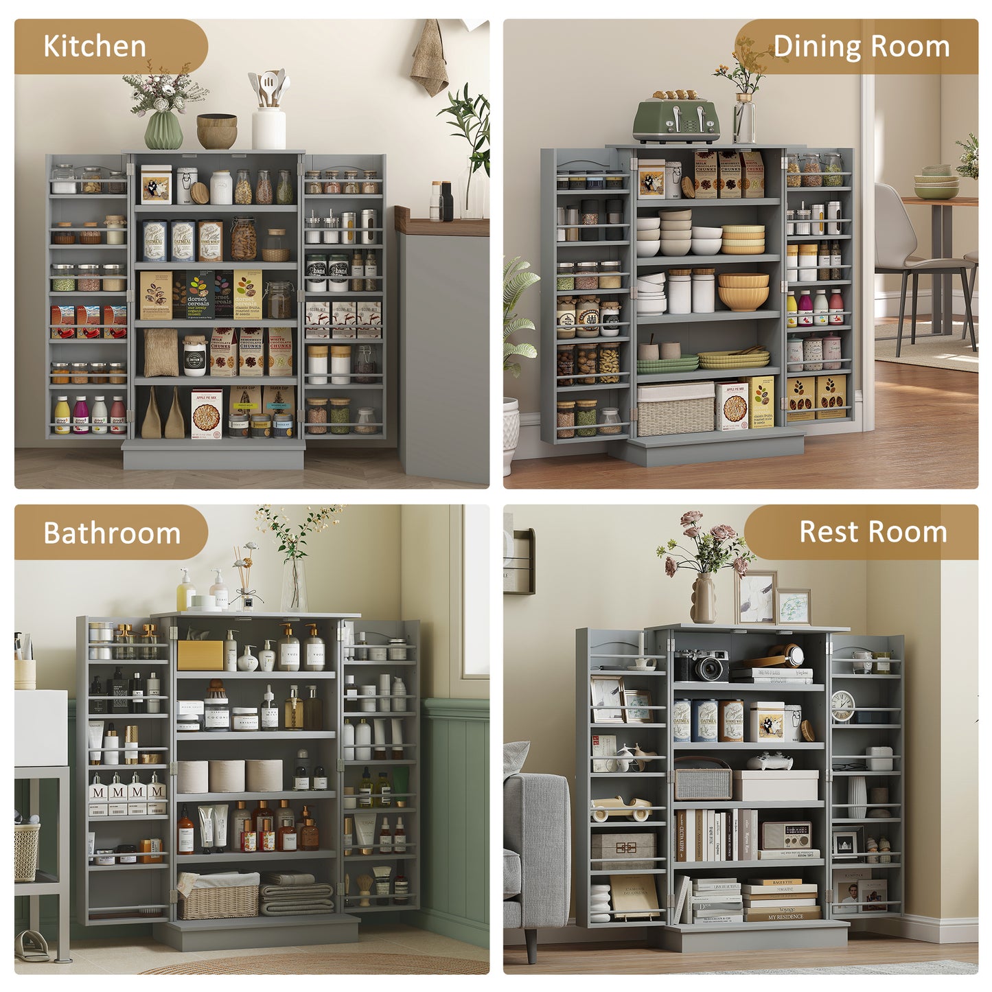 Armoire de cuisine 5 tablettes et 12 porte-épices