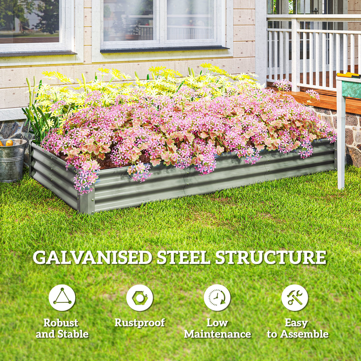 Bac de jardinage surélevé galvanisé 240 x 120 cm