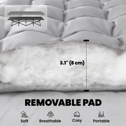 Lit de camp pliant extra large avec matelas amovible