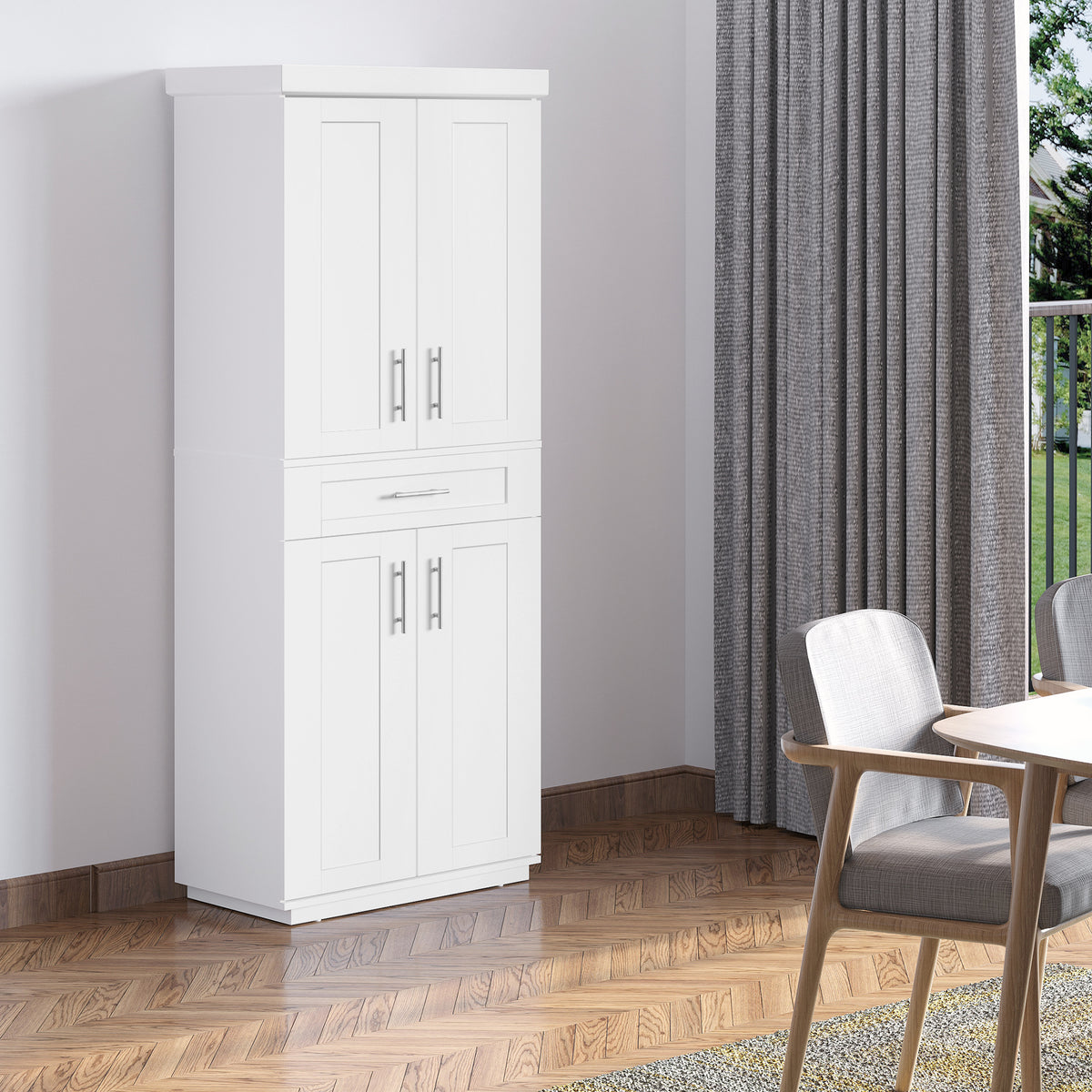 Armoire de cuisine autoportante à portes et tiroir