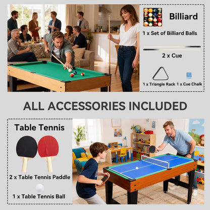 Table multi-jeux 5-en-1 avec baby-foot, billard, hockey