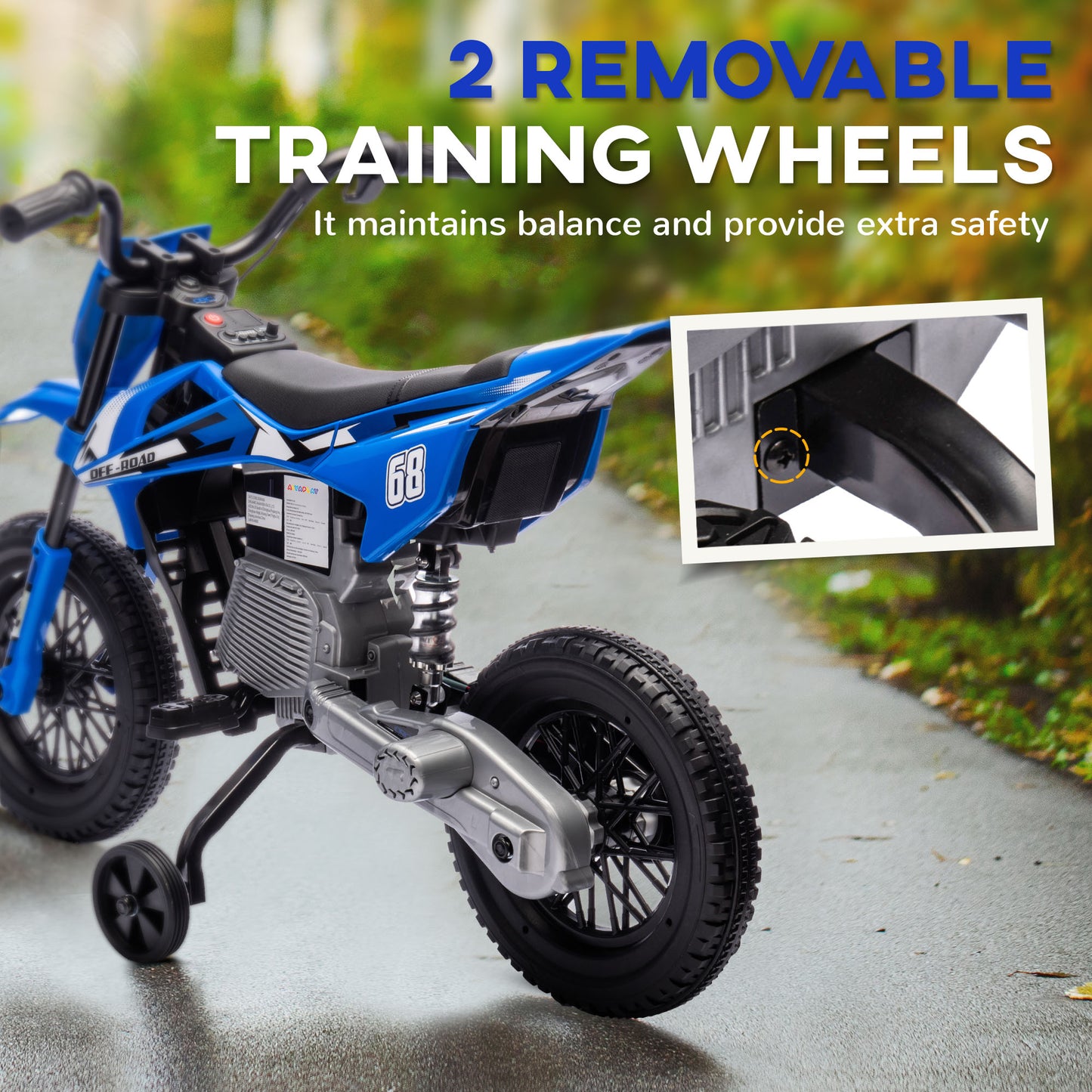 Moto électrique enfant 12V avec roues stabilisatrices