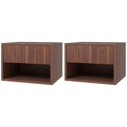 Tables de chevet murales avec tiroir, lot de 2