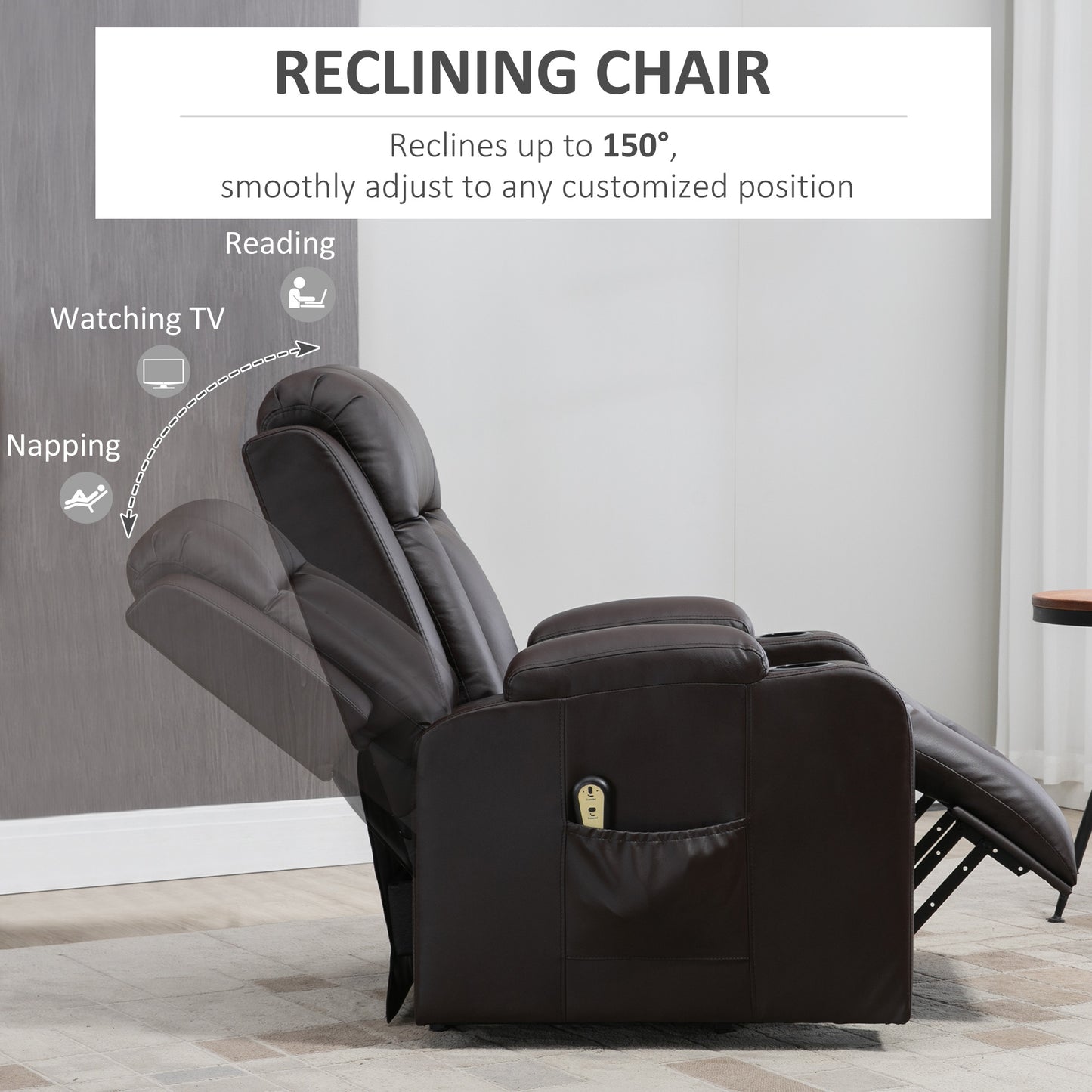 Fauteuil releveur électrique inclinable en cuir synthétique