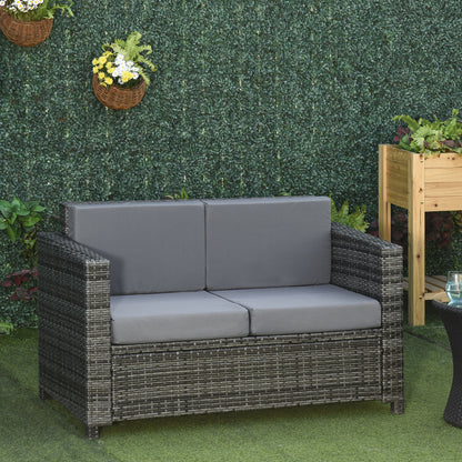 Causeuse de patio 2 places en rotin avec coussins