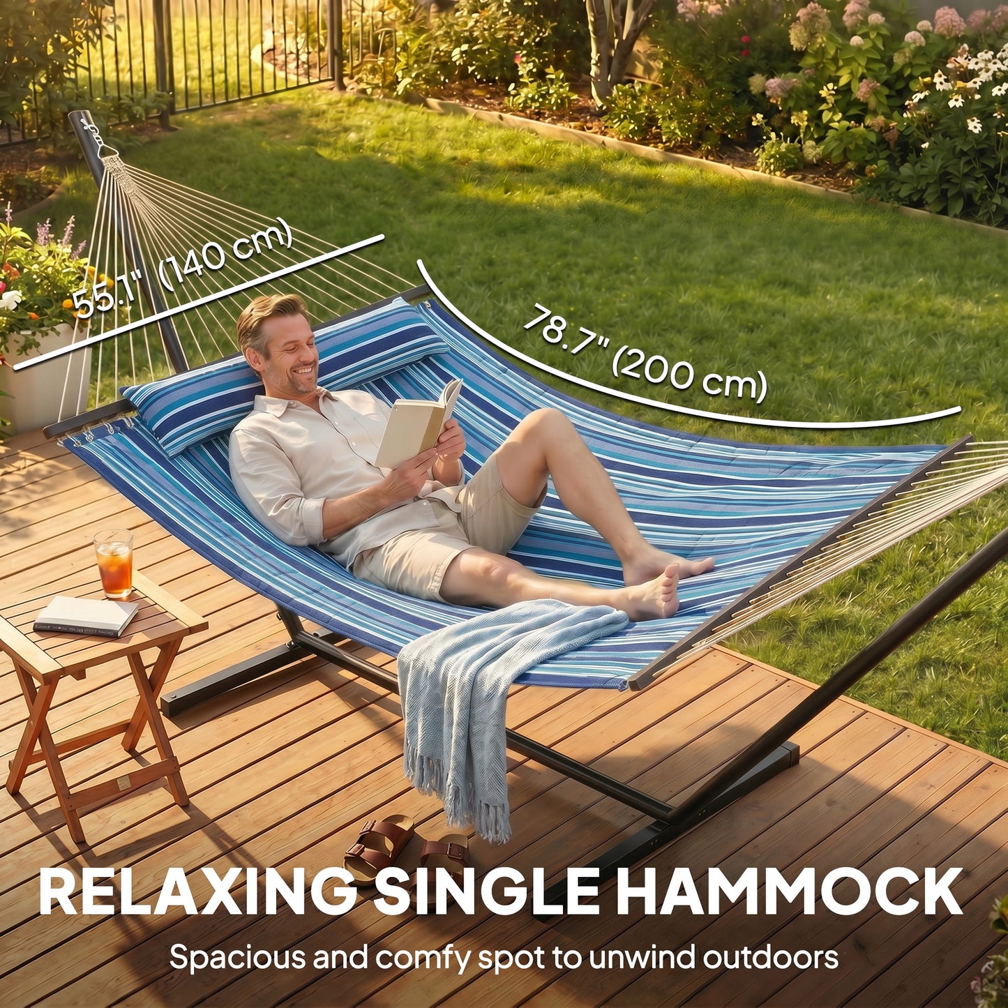 Hamac avec support en acier pour patio et camping