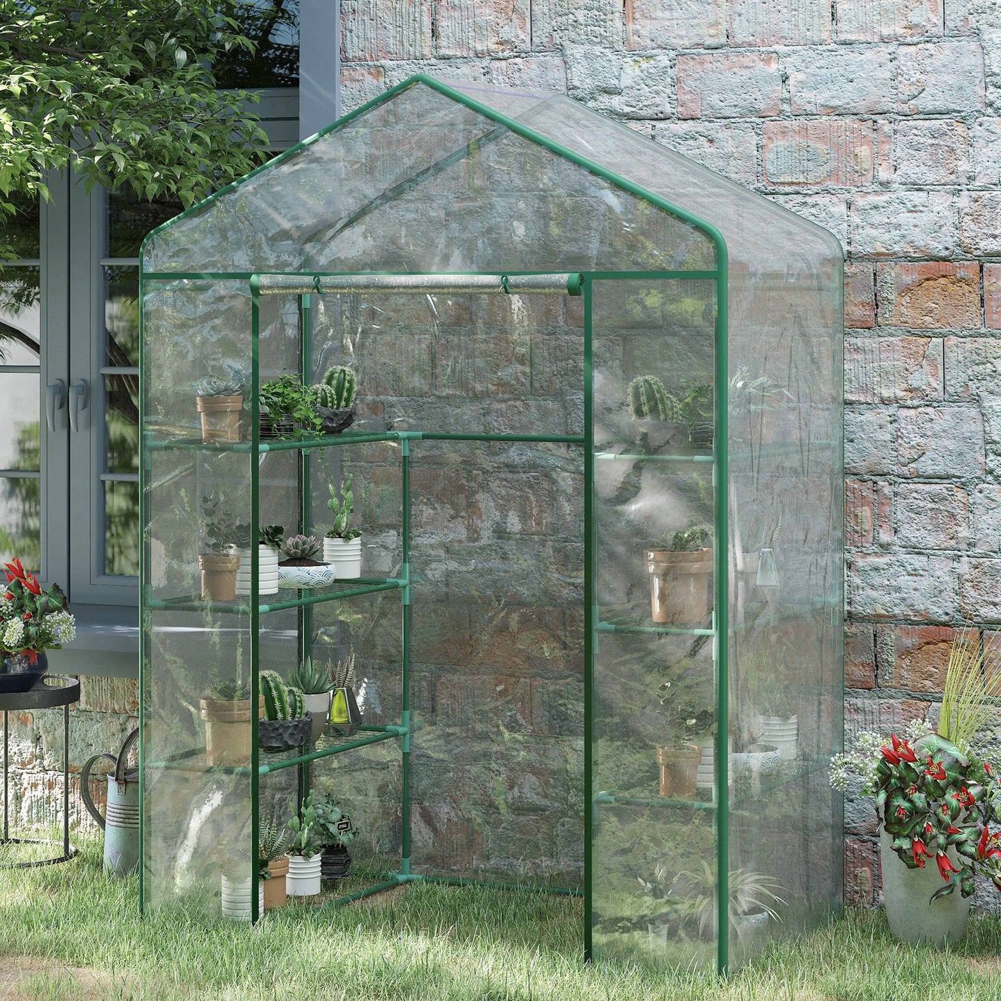  4-Tier Portable Greenhouse 143x73x195cm Garden Plants