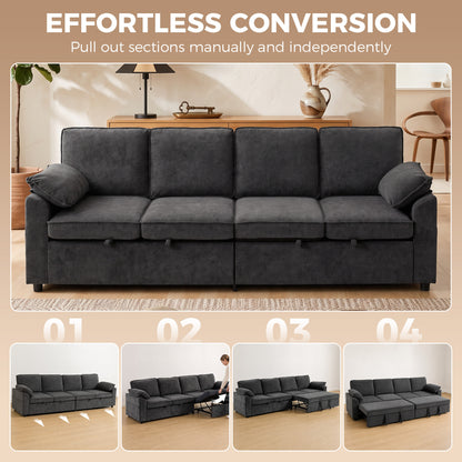 Causeuse convertible double extraction tissu chenille