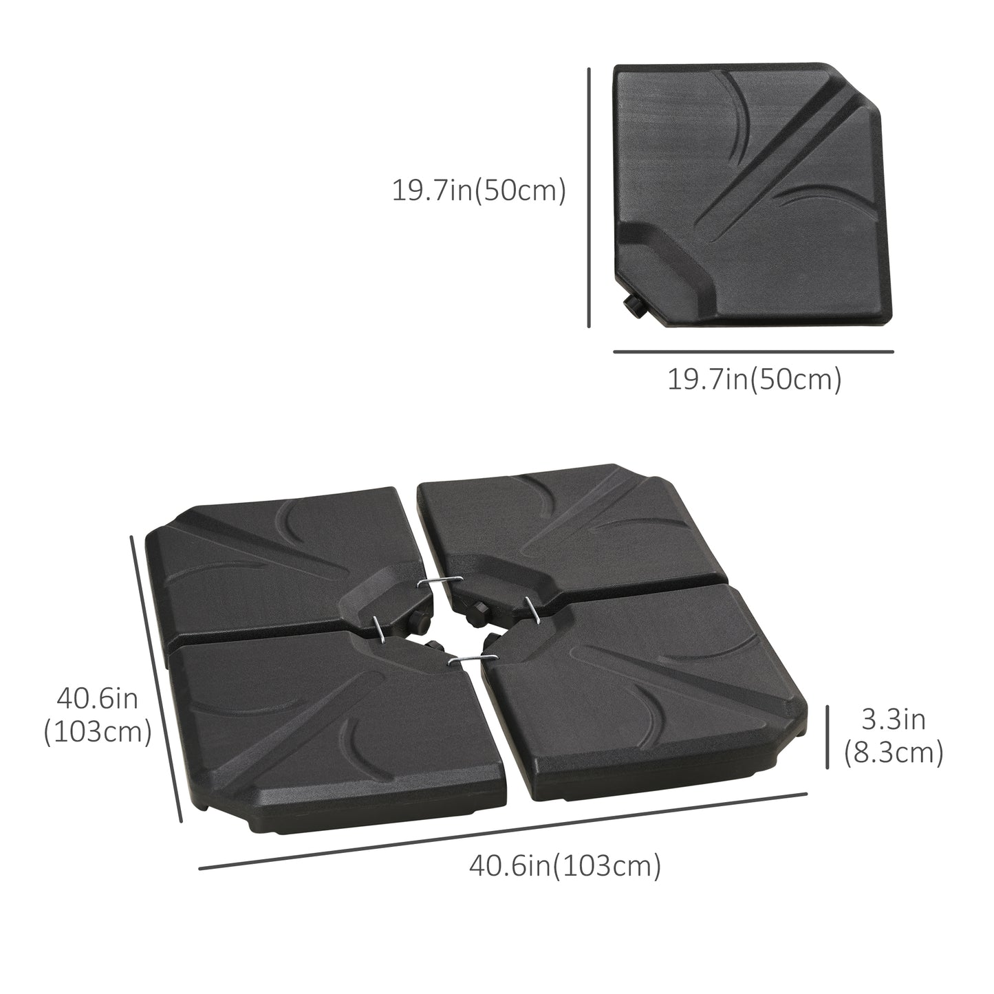 Base de parasol déporté 4 pièces 56 kg