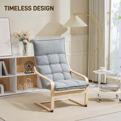 Fauteuil d'accent moderne avec accoudoirs en bois et mouvement berçant