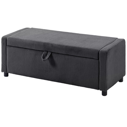 Banc de rangement capitonné en velours côtelé