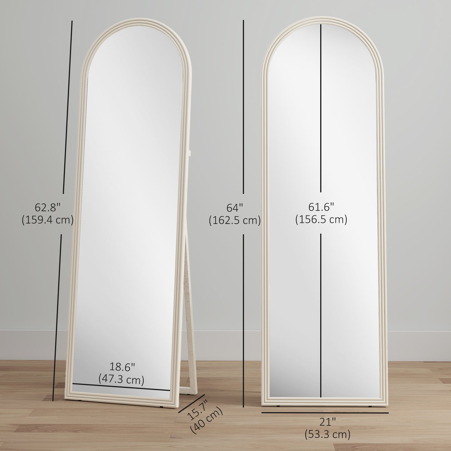 Miroir pleine longueur arqué sur pied 163 cm