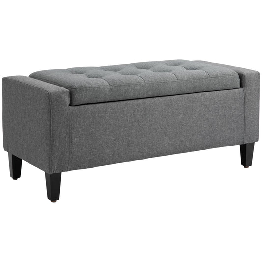 Banc coffre capitonné en lin