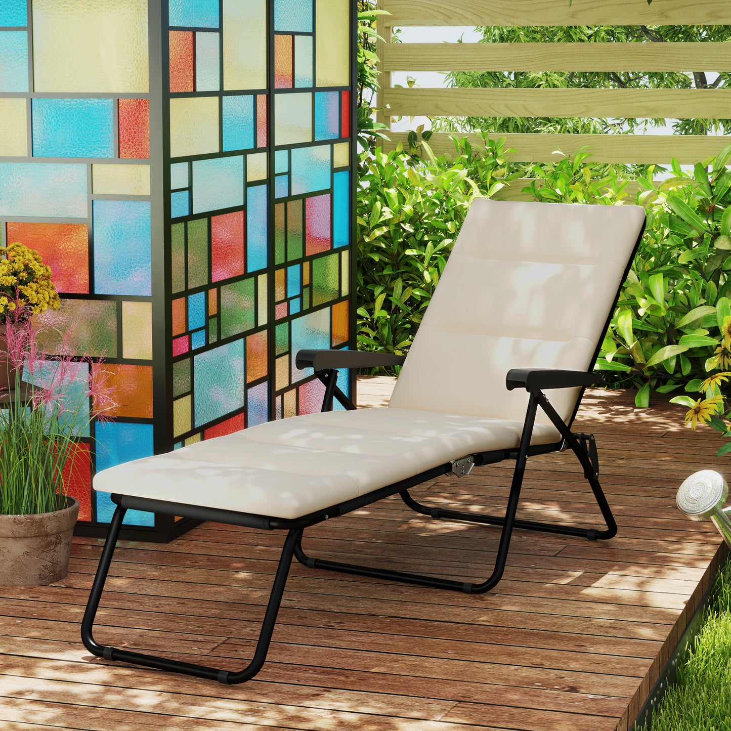 Chaise longue pliante à dossier réglable 6 positions