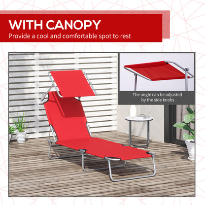 Chaise longue pliante avec auvent réglable