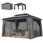 Gazebo extérieur double toit avec rideaux et moustiquaire 10' x 12.5'