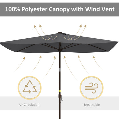 Parasol de patio rectangulaire avec éclairage DEL solaire 195x295cm