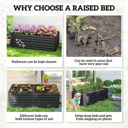 Jardinière surélevée acier galvanisé avec tiges renforcées 180cm