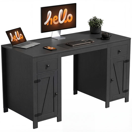 Bureau exécutif style fermette avec tiroirs et armoires