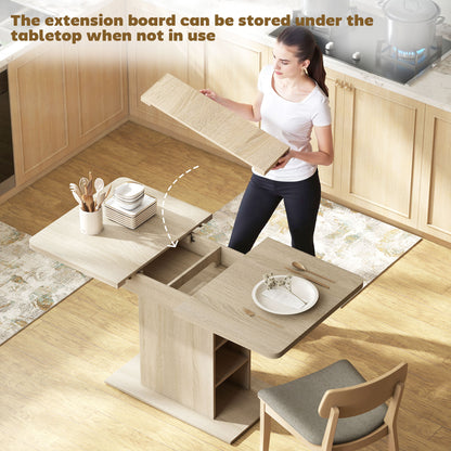 Table à manger extensible avec étagères intégrées