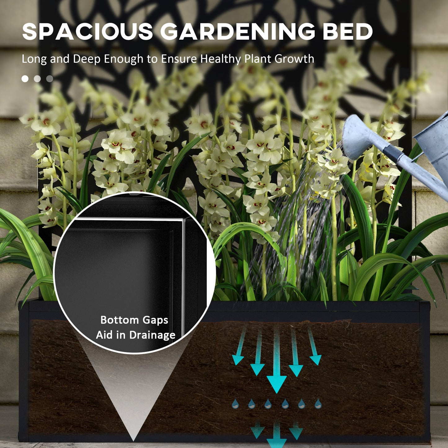 Écran de confidentialité extérieur avec jardinière surélevée