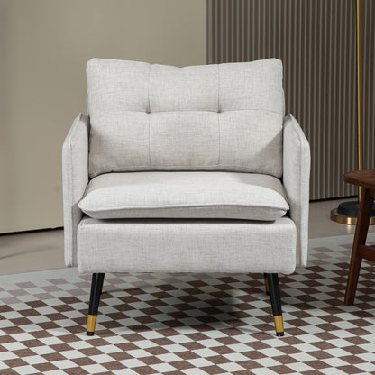 Fauteuil d'accent rembourré dossier capitonné pieds acier