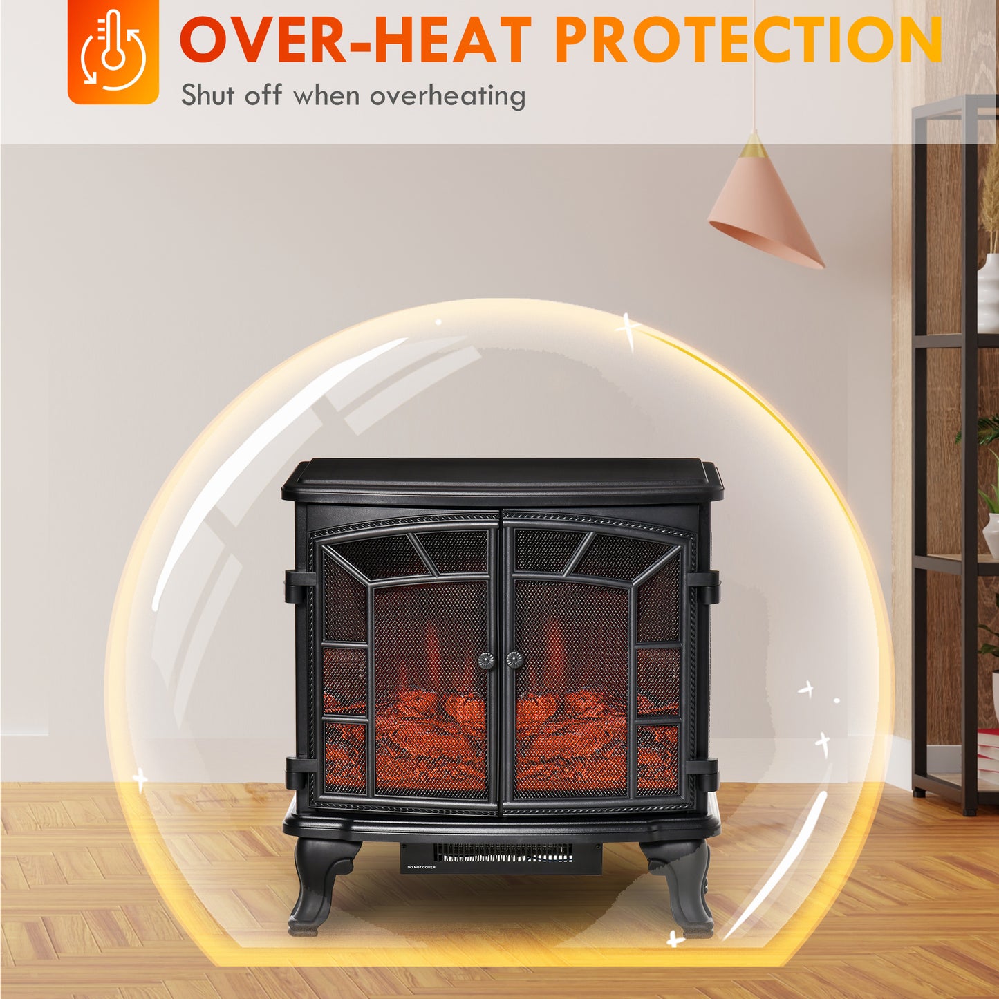Foyer électrique sur pied à flamme réaliste 1500W