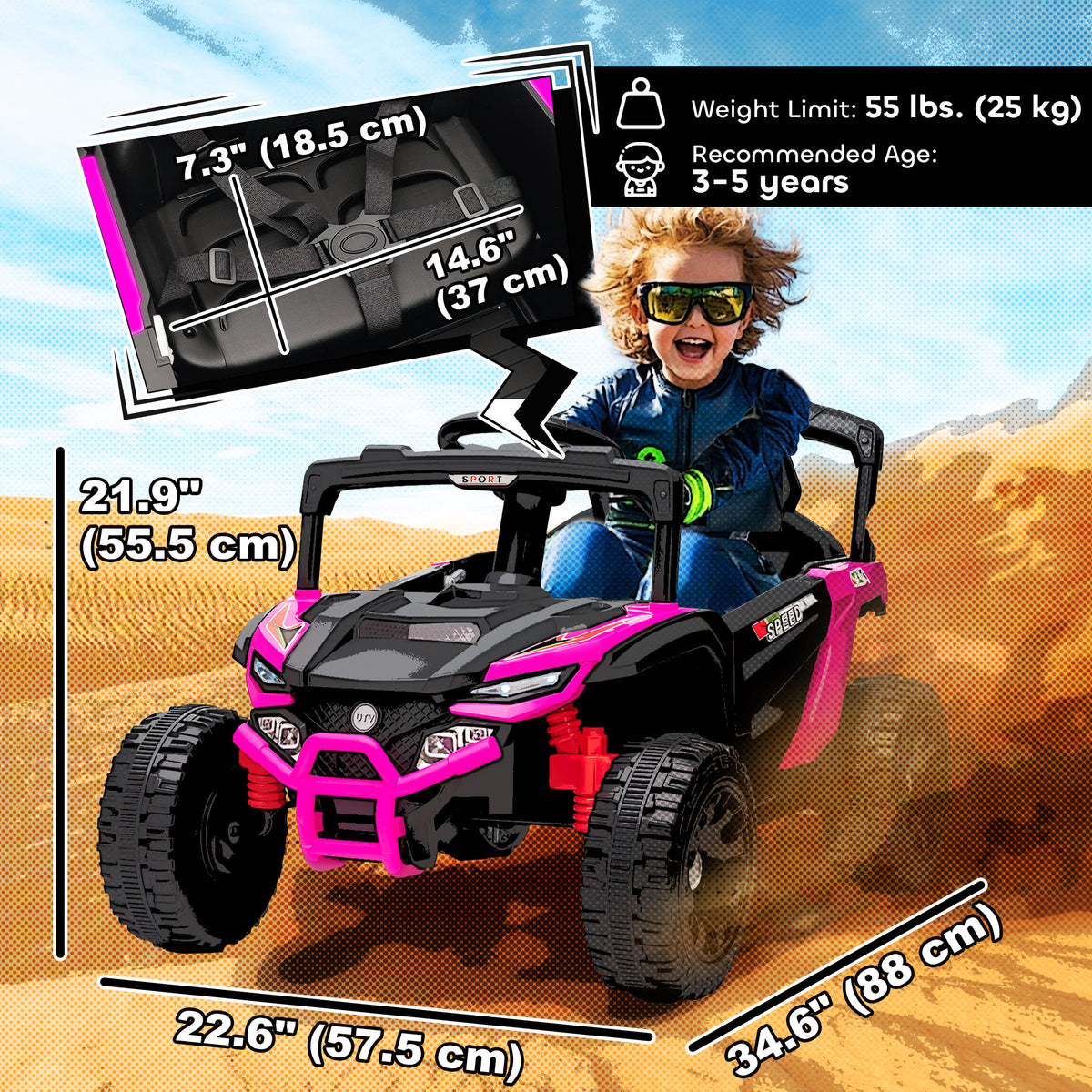 Voiture électrique pour enfants 12 V avec télécommande