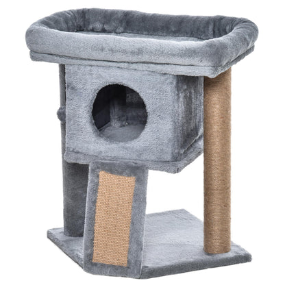 Tour à chat compact avec perchoir et maison