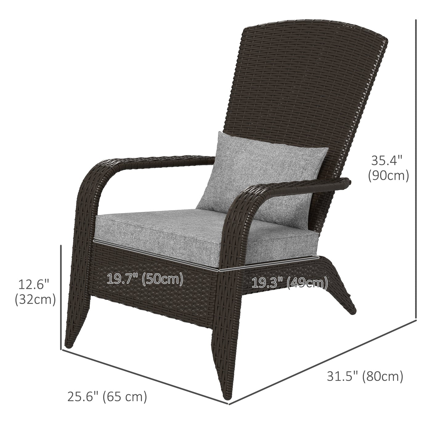 Fauteuil Adirondack rotin extérieur avec coussins