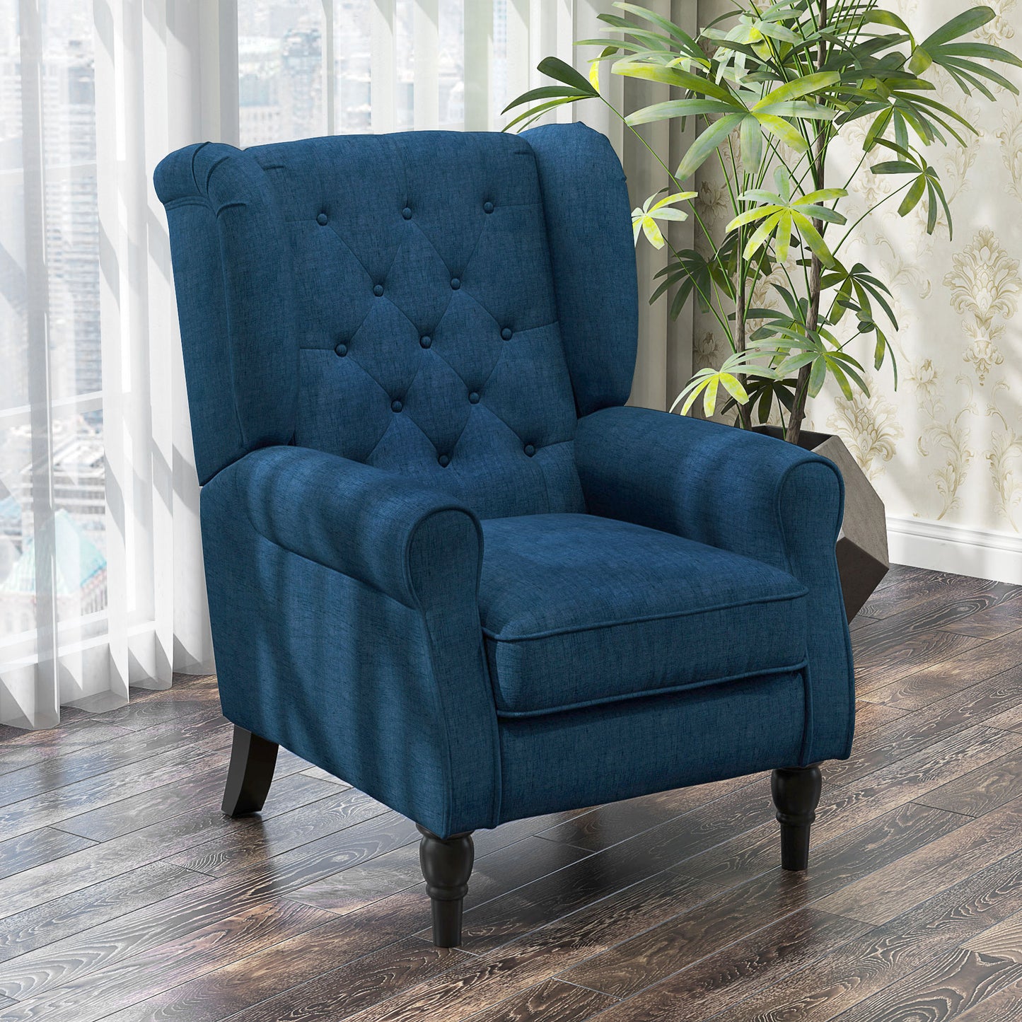 Fauteuil d'accent capitonné à dossier ailé en polyester