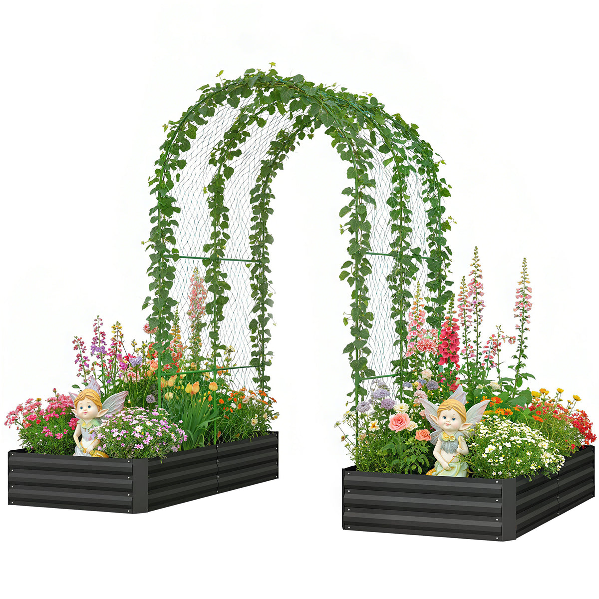 Jardinière surélevée en acier avec treillis en arche