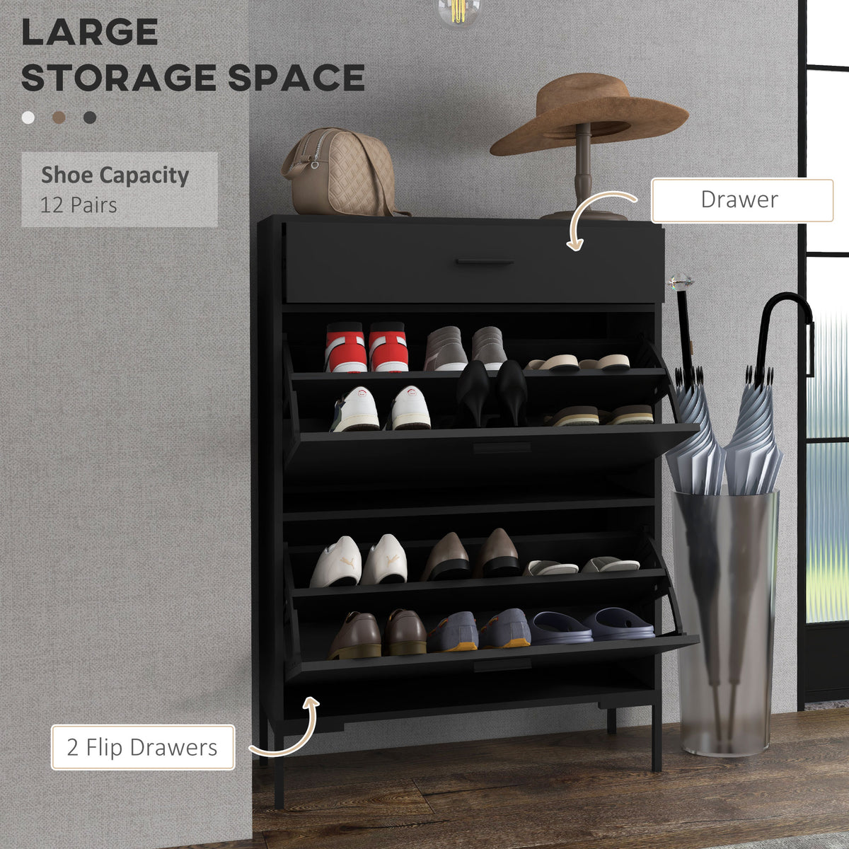 Meuble à chaussures moderne à deux portes abattantes