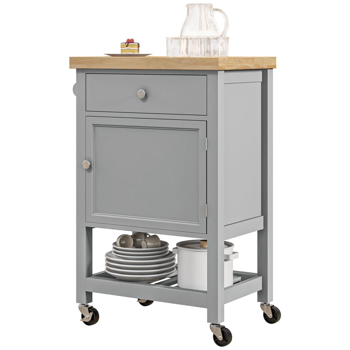 Îlot de cuisine roulant en bois