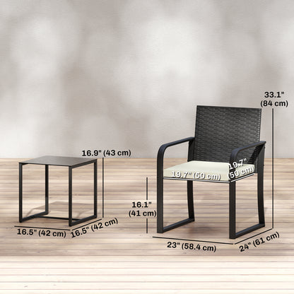 Ensemble bistro 3 pièces avec coussin — noir