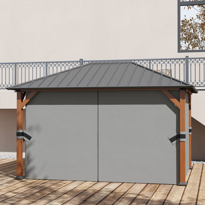 Gazebo à toit rigide 4x3m avec rideaux et moustiquaires