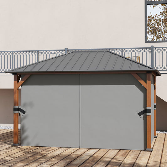 Gazebo à toit rigide 4x3m avec rideaux et moustiquaires