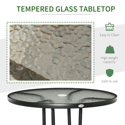 Table de patio ronde 80cm avec trou parasol