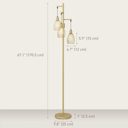 Lampadaire industriel 3 abat-jour suspendus, gradable