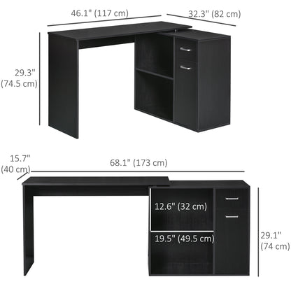 Bureau d'angle rotatif 180° avec rangements