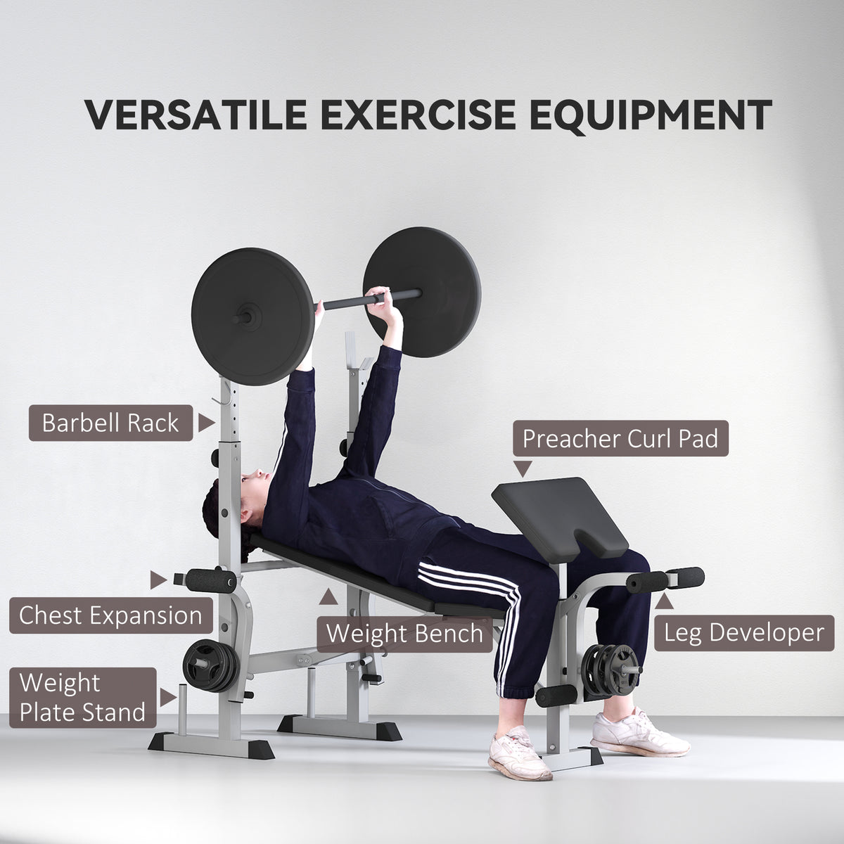 Banc de musculation réglable avec support de squat