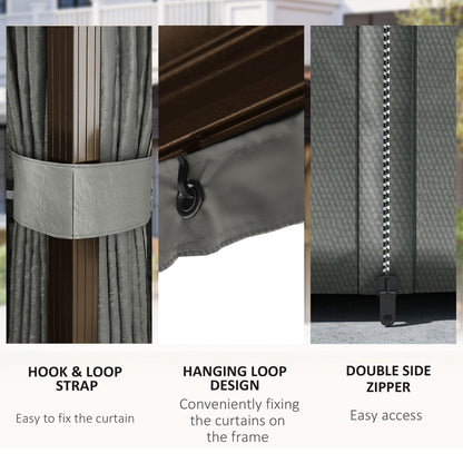 Gazebo hardtop aluminium avec moustiquaire et rideaux