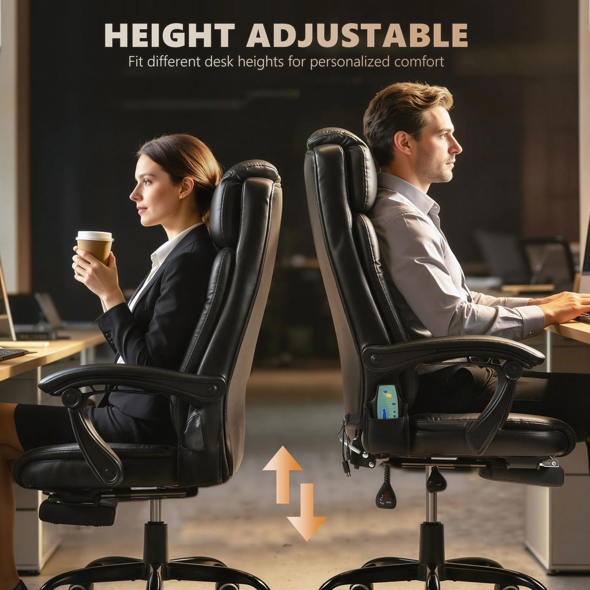 Chaise de bureau massante inclinable avec repose-pieds