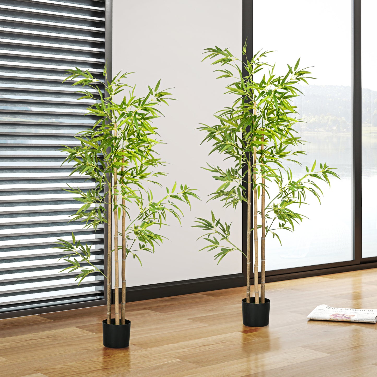 Arbres bambou artificiels en pot 183 cm — lot de 2