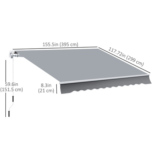 Store rétractable manuelle 305 x 245 cm — rayures rouges