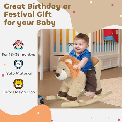 Cheval à bascule pour bébé lion en peluche