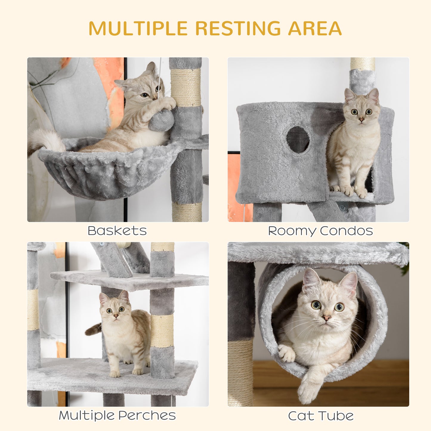 Arbre à chat multi-niveaux ajustable 240-260 cm