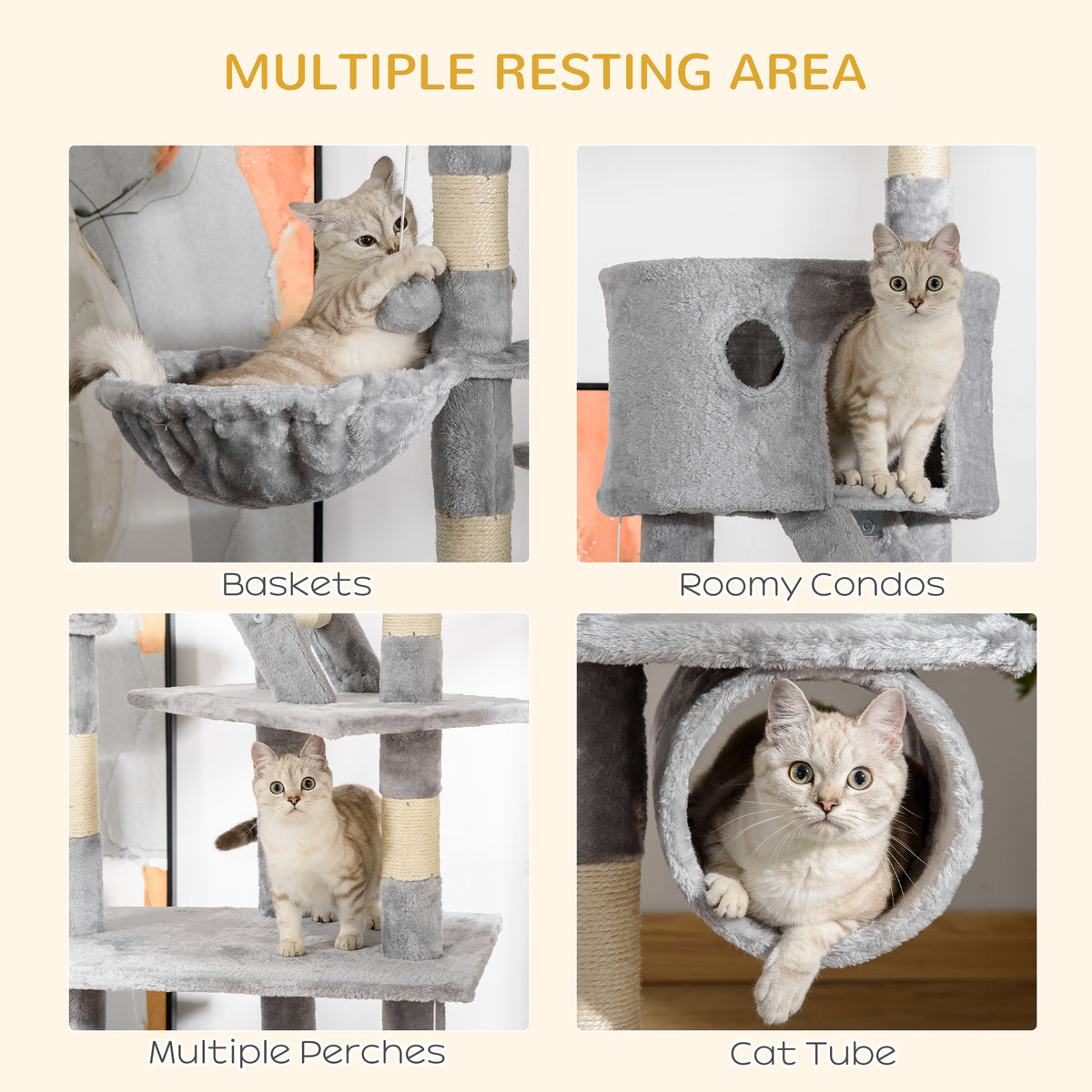 Arbre à chat multi-niveaux ajustable 240-260 cm