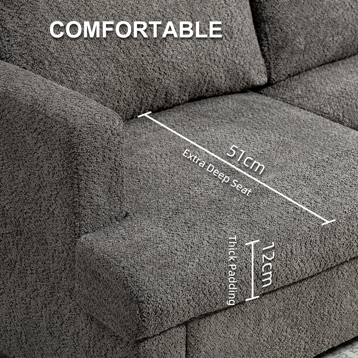 Sofa 2 places en chenille avec coussins lavables